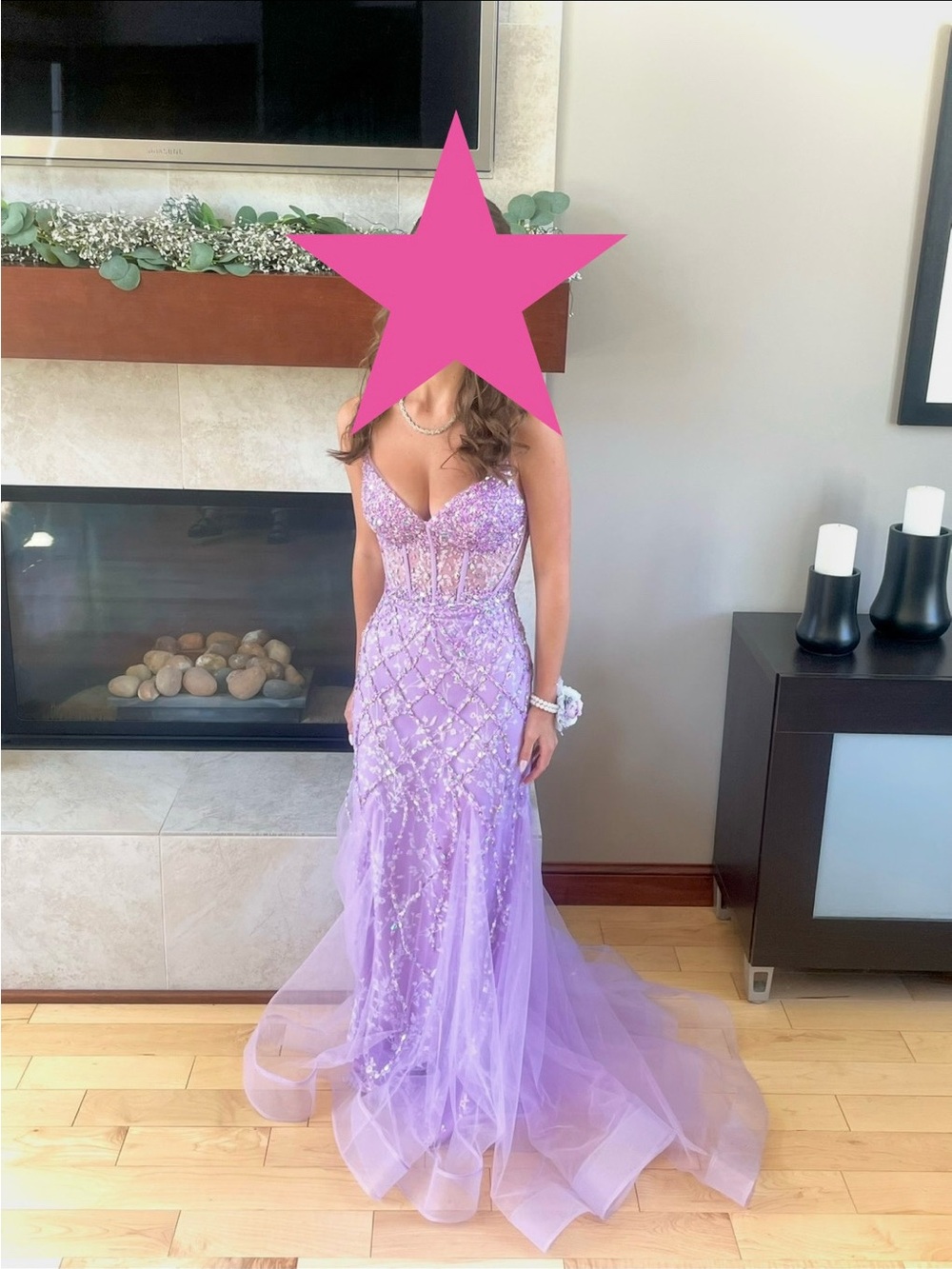 Tiffany Designs Lilac Beaded Prom Dress (00)